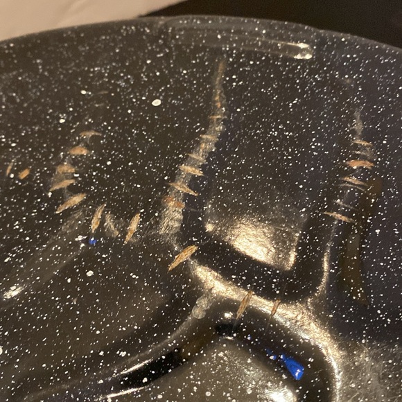 VTG enamelware black speckled oval lidded 16 inch roasting pan - Picture 9 of 12